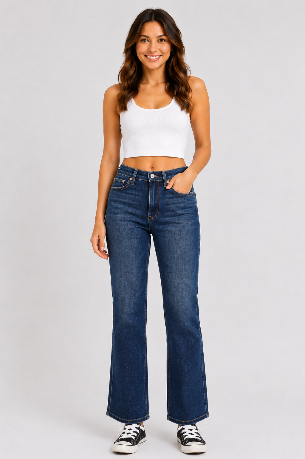 Judy Blue Tummy Control Washed Blue Denim Straight Leg Denim Jeans