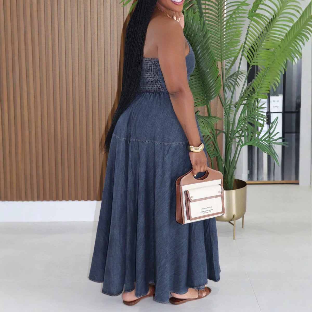 Women Denim Sleeveless Maxi Dress